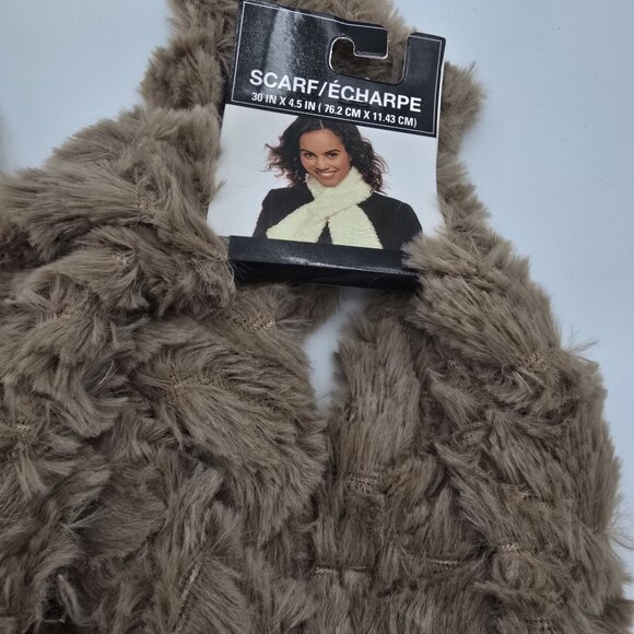 Posh Plush Infinity & Classic Faux Fur Scarves Beige & Taupe Polyester Bundle - Picture 2 of 8